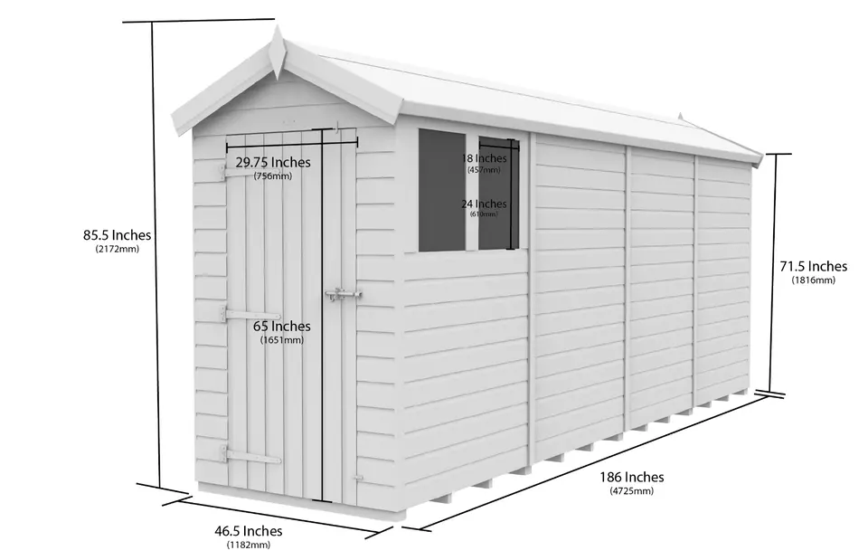 Premium Wooden Garden Storage Shed 4x16ft