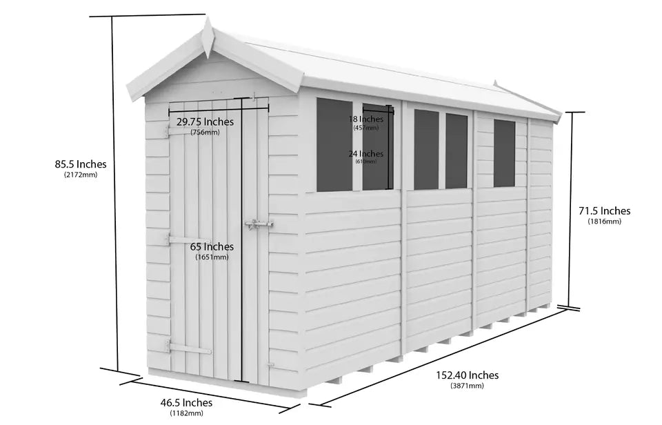 Premium Wooden Garden Storage Shed 4x13ft