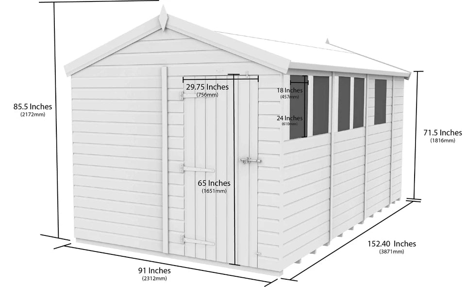 Premium Wooden Garden Storage Shed 8x13ft