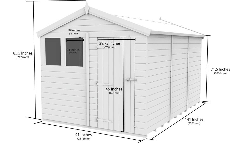 Premium Wooden Garden Storage Shed 8x12ft