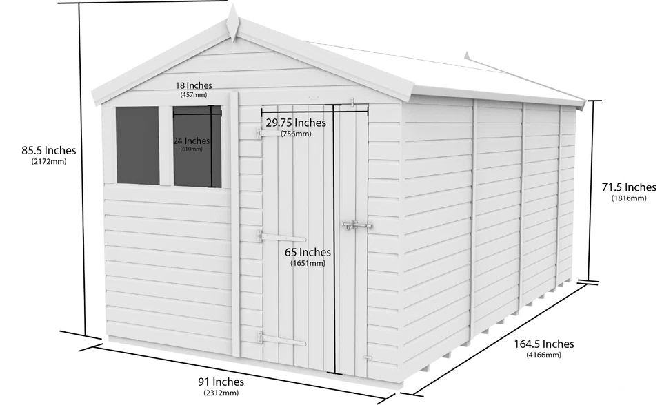 Premium Wooden Garden Storage Shed 8x14ft