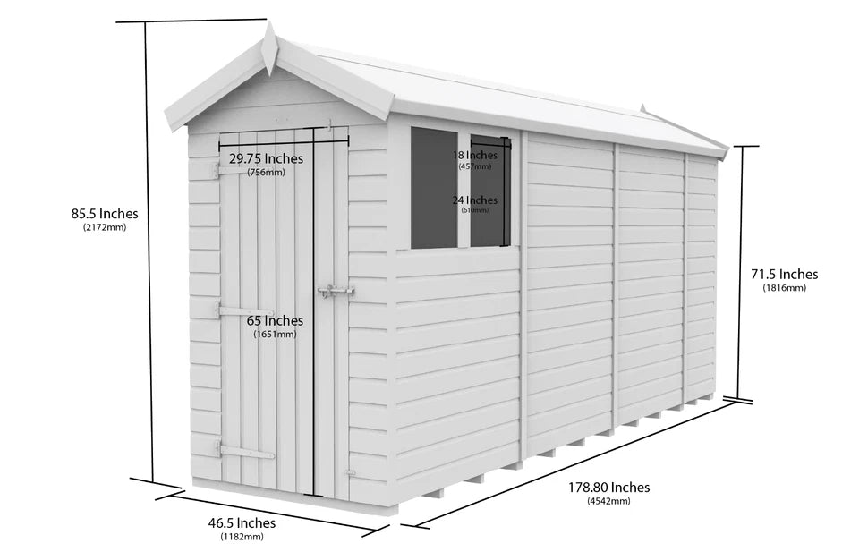 Premium Wooden Garden Storage Shed 4x15ft