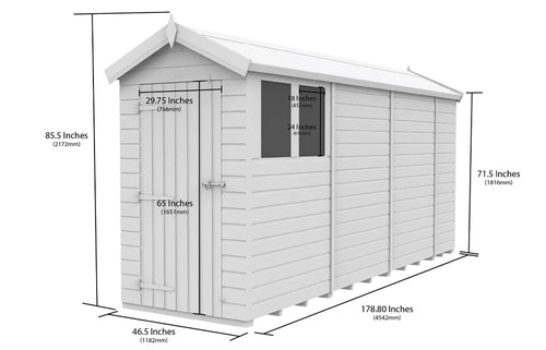 Premium Wooden Garden Storage Shed 4x15ft