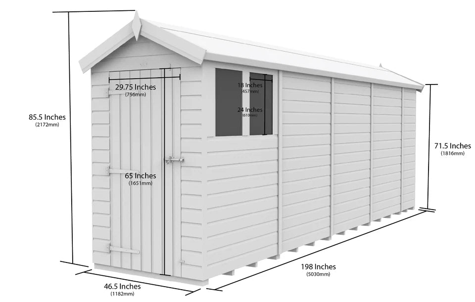 Premium Wooden Garden Storage Shed 4x17ft