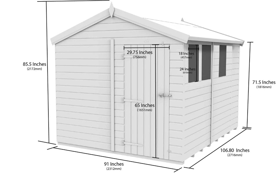 Premium Wooden Garden Storage Shed 8x9ft