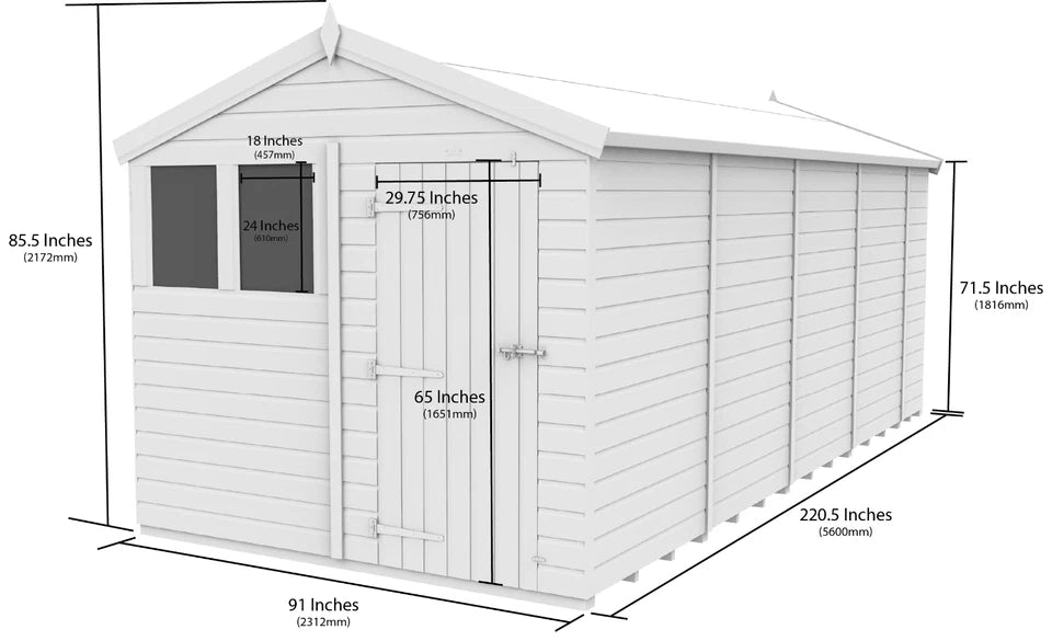 Premium Wooden Garden Storage Shed 8x19ft