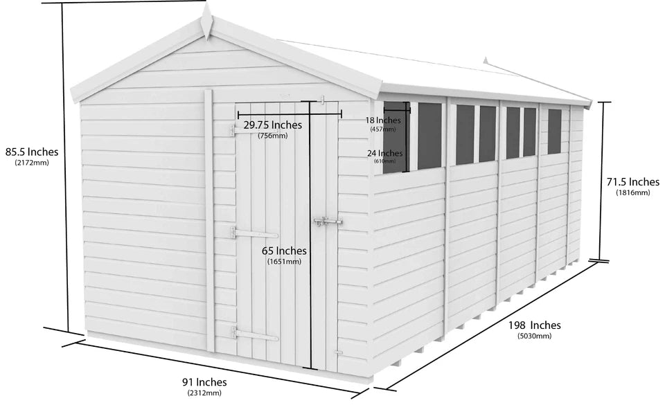 Premium Wooden Garden Storage Shed 8x17ft