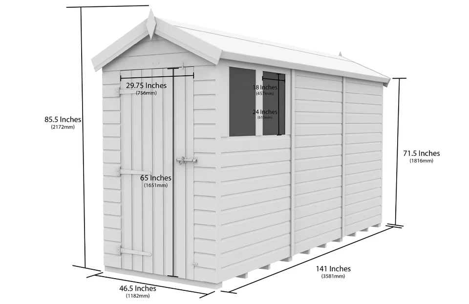 Premium Wooden Garden Storage Shed 4x12ft